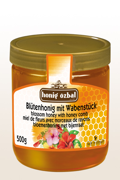 Bltenhonig mit Wabenstck 500g